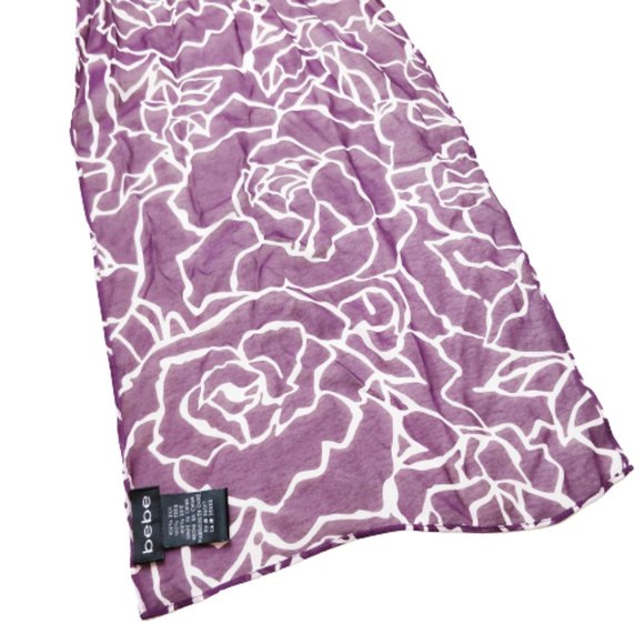 bebe 100% Silk Scarf, extra long, rose pattern - Picture 3 of 5